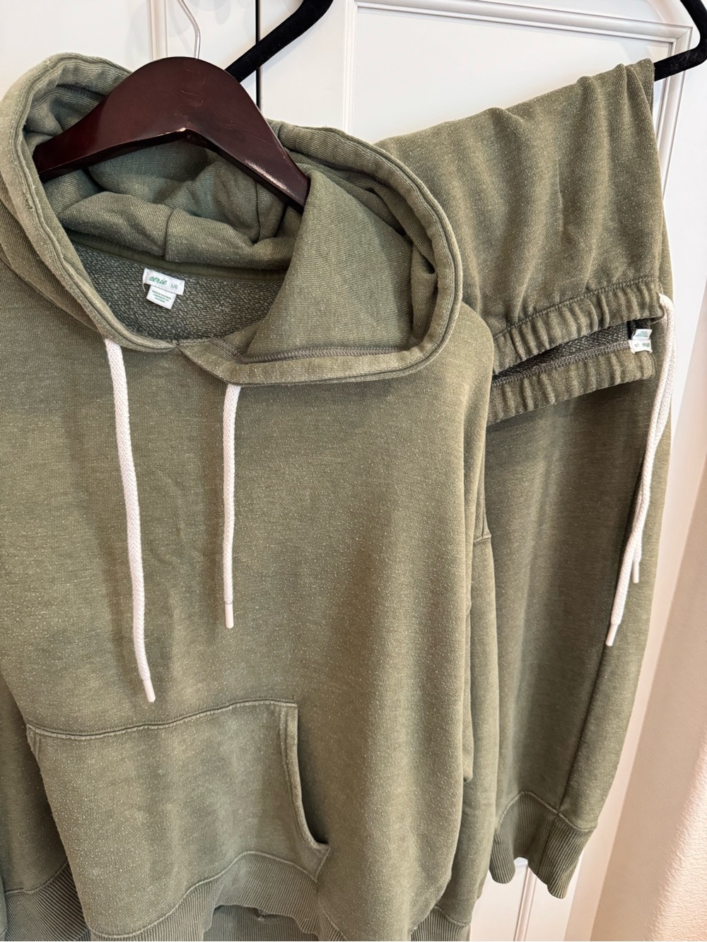 Aerie distressed Olive Hoodie & Jogger Set Like New